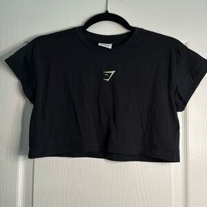 Black and green gymshark crop top